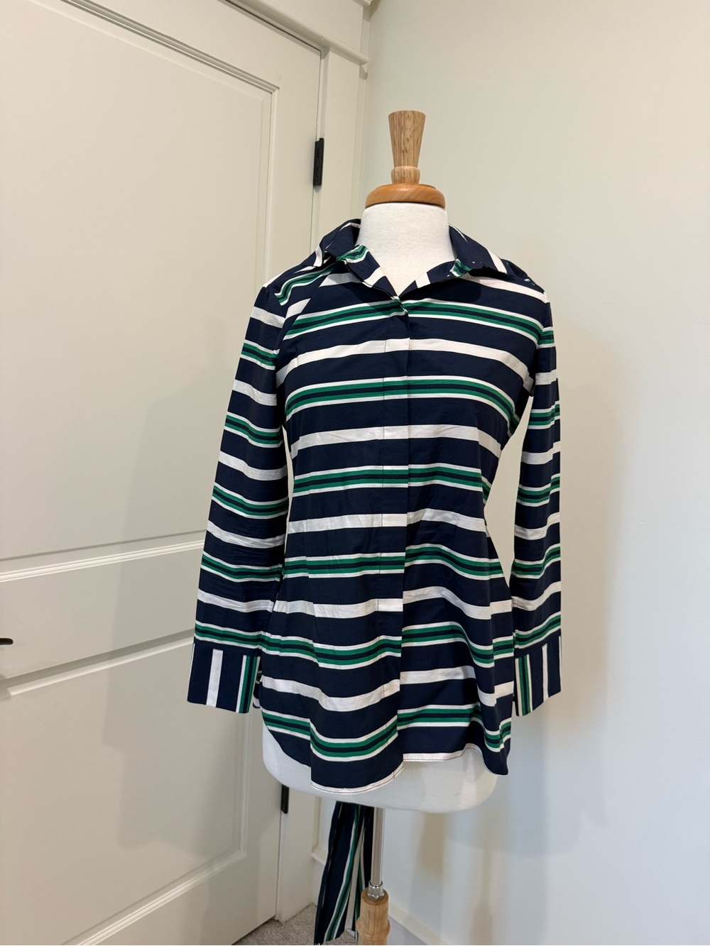 Carolina Herrera Navy, White & Red Striped Top